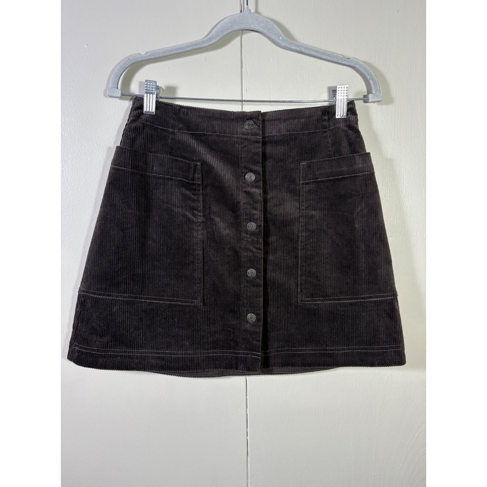 Gap Brown Corduroy Mini Skirt 4 A-Line Cargo Pocket Casual 90s Dark Academia